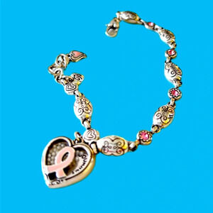 Brighton "Trust Your Journey" Heart Charm Bracelet.  Breast Cancer awareness. *